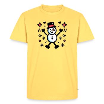 Cheerful Snowman Comic Winter - Men's Premium Organic T-Shirt - sky yellow - Front - AI Model Male 185 dark (185cm)