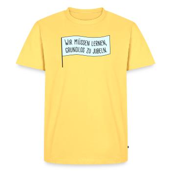 Réjouir sans raison - T-shirt Premium bio Homme - jaune pastel - Devant - AI Model Male 185 dark (185cm)