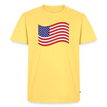 Drapeau des États-Unis - T-shirt Premium bio Homme - jaune pastel - Devant - AI Model Male 185 dark (185cm)