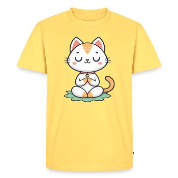 Meditative Zen Chat - Men's Premium Organic T-Shirt - sky yellow - Front - AI Model Male 185 dark (185cm)