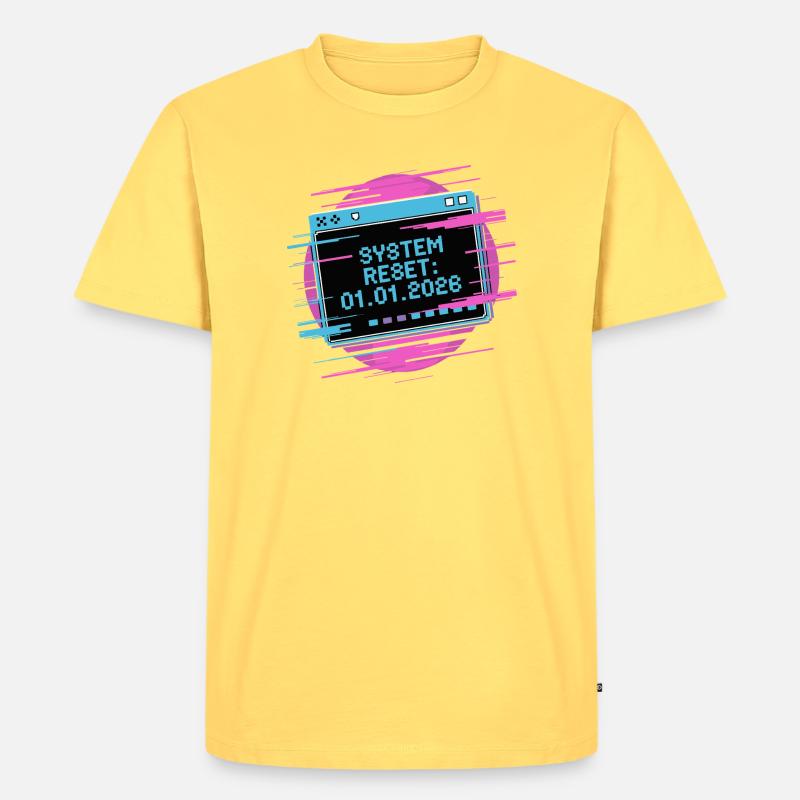Neon-System-Reset 01.01.2026 - Männer Premium Bio T-Shirt - Pastellgelb