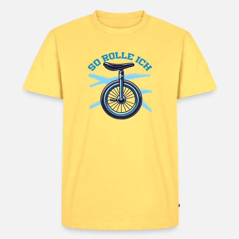 So Rolle Ich Einrad Einradfahrer - Männer Premium Bio T-Shirt - Pastellgelb