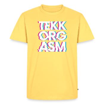 Hardtekk Tekk - T-shirt Premium bio Homme - jaune pastel - Devant - AI Model Male 185 dark (185cm)