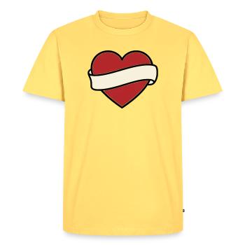 Vecteur de défilement de la bannière de cœur tatoué - T-shirt Premium bio Homme - jaune pastel - Devant - AI Model Male 185 dark (185cm)