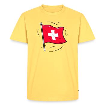 Drapeau suisse Patriot Design - T-shirt Premium bio Homme - jaune pastel - Devant - AI Model Male 185 dark (185cm)