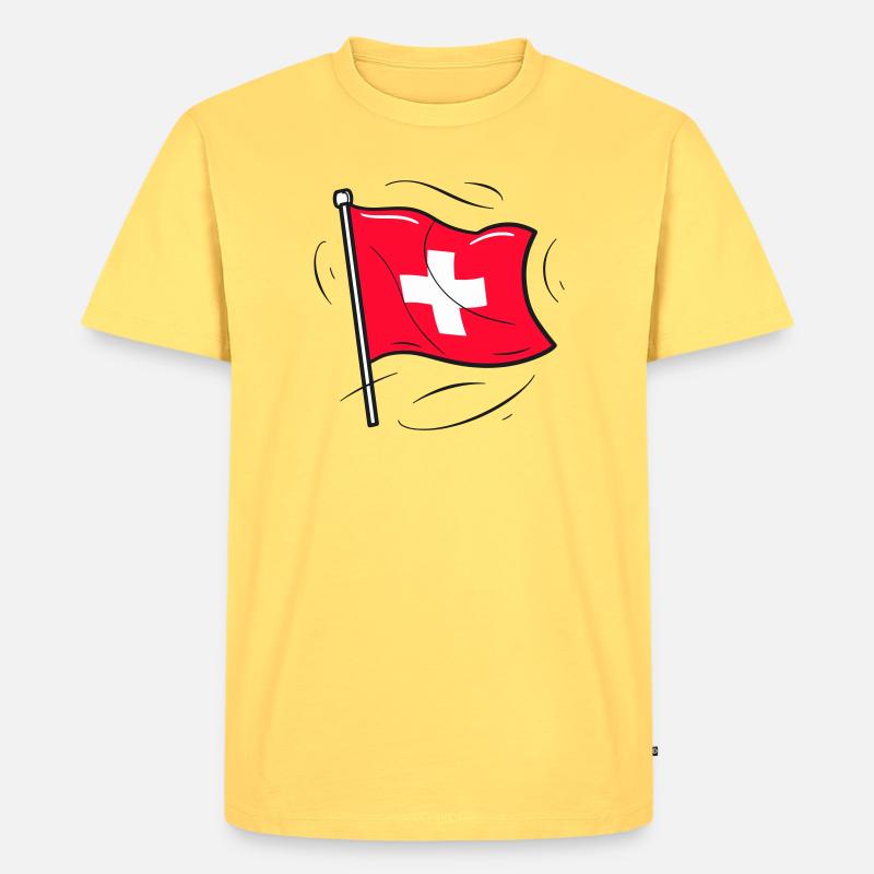 Schweizer Flagge Patriot Design - Männer Premium Bio T-Shirt - Pastellgelb
