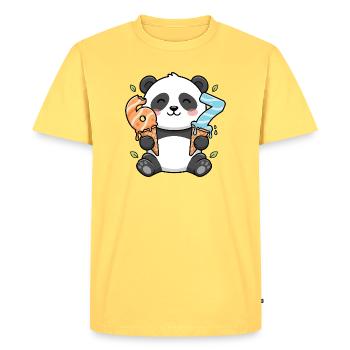 Panda Icecream Delight 67 Meme - Men's Premium Organic T-Shirt - sky yellow - Front - AI Model Male 185 dark (185cm)