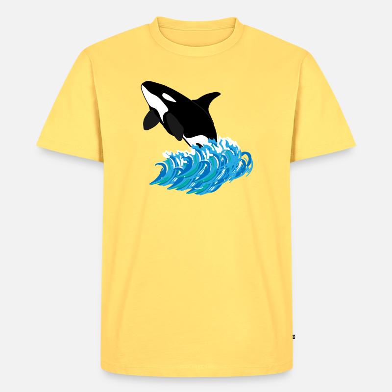 Orca-Druck - Männer Premium Bio T-Shirt - Pastellgelb
