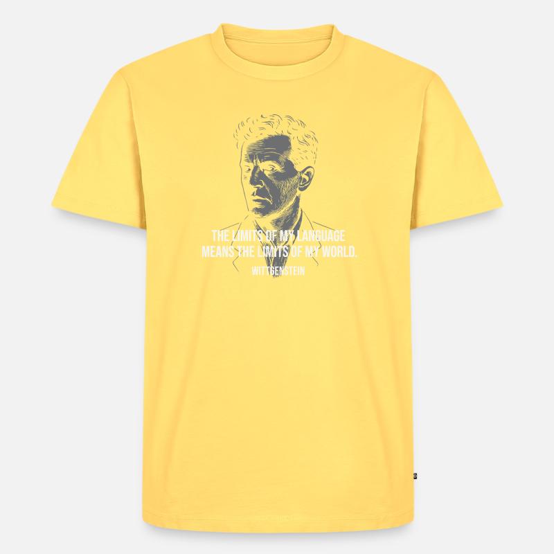 Wittgenstein-Zitat: Language Limits Design - Männer Premium Bio T-Shirt - Pastellgelb