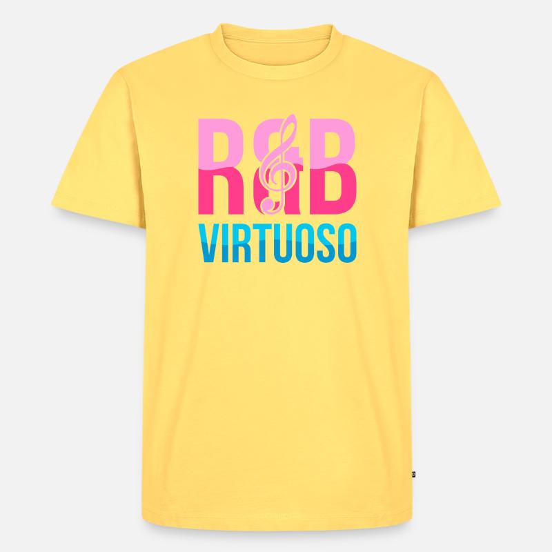 RnB Musikvirtuose E2 Pink Candy - Männer Premium Bio T-Shirt - Pastellgelb