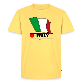 Italy Flag with Heart - Men's Premium Organic T-Shirt - sky yellow - Front - AI Model Male 185 dark (185cm)