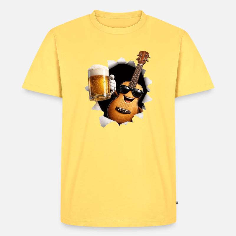 Ukulele Bier - Männer Premium Bio T-Shirt - Pastellgelb