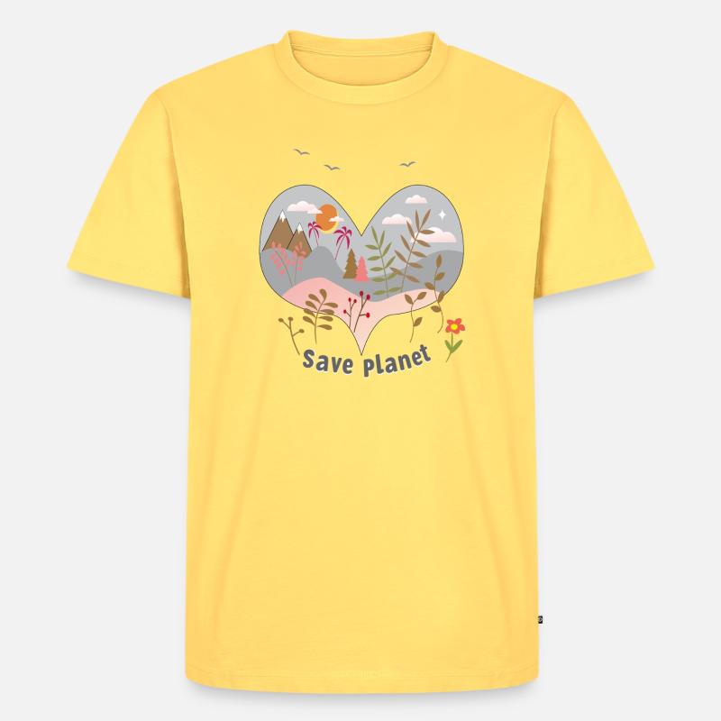 save planet - Männer Premium Bio T-Shirt - Pastellgelb