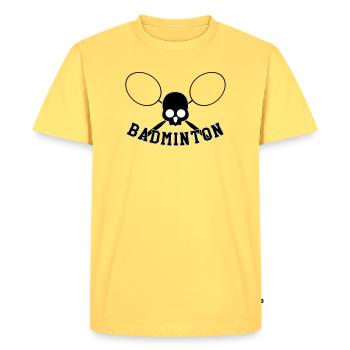 Badminton - Sport - Raquette - T-shirt Premium bio Homme - jaune pastel - Devant - AI Model Male 185 dark (185cm)