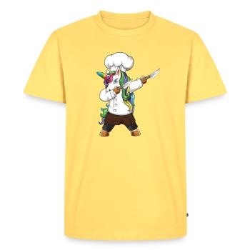 Drôle de cadeau de cuisine licorne cheficorne pour le chef d’appétit - T-shirt Premium bio Homme - jaune pastel - Devant - AI Model Male 185 dark (185cm)