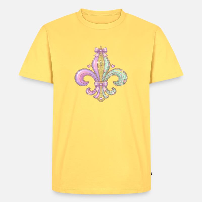 Pastell Glitzer Fleurdelis - Männer Premium Bio T-Shirt - Pastellgelb
