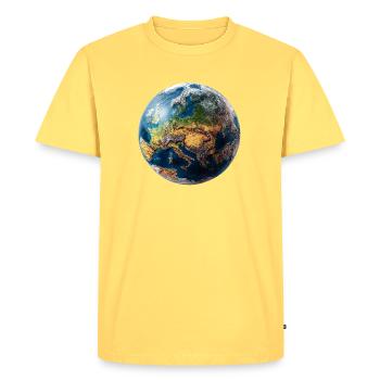 Conception du globe : paysage Europe-Asie - T-shirt Premium bio Homme - jaune pastel - Devant - AI Model Male 185 dark (185cm)
