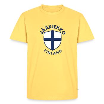 Jäähockey Finland Shield - Men's Premium Organic T-Shirt - sky yellow - Front - AI Model Male 185 dark (185cm)