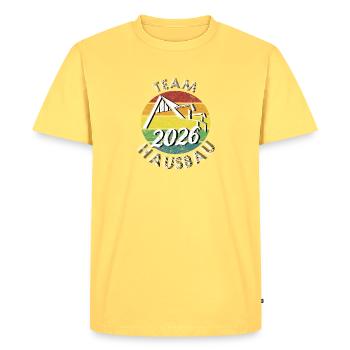 Team Haubau 2026 Builder Builder retro vintage - Men's Premium Organic T-Shirt - sky yellow - Front - AI Model Male 185 dark (185cm)