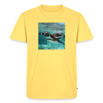 Penguin Underwater Turquoise Ocean Nature Design - Men's Premium Organic T-Shirt - sky yellow - Front - AI Model Male 185 dark (185cm)