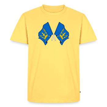 Drapeaux du Suffolk croisés - T-shirt Premium bio Homme - jaune pastel - Devant - AI Model Male 185 dark (185cm)