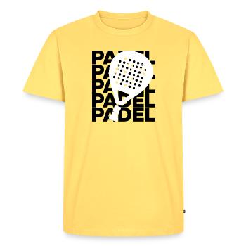 Padel Padel – Amour de raquette ! Roi et Reine de la Cour - T-shirt Premium bio Homme - jaune pastel - Devant - AI Model Male 185 dark (185cm)