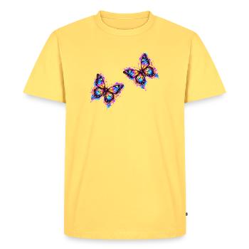 Papillons néon - T-shirt Premium bio Homme - jaune pastel - Devant - AI Model Male 185 dark (185cm)