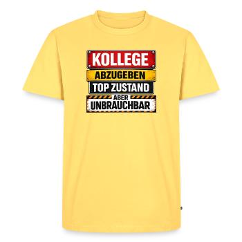 Colleague To Leave Office - Men's Premium Organic T-Shirt - sky yellow - Front - AI Model Male 185 dark (185cm)