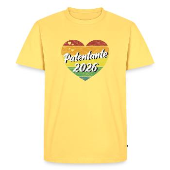 Marraine 2026 rétro vintage rétro - T-shirt Premium bio Homme - jaune pastel - Devant - AI Model Male 185 dark (185cm)