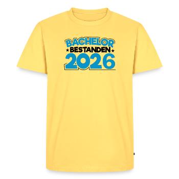 Licence 2026 Remise des diplômes - T-shirt Premium bio Homme - jaune pastel - Devant - AI Model Male 185 dark (185cm)