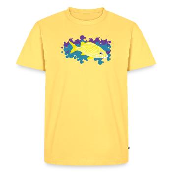 Gelber Corocoro – Haemulon flavolineatum - Männer Premium Bio T-Shirt - Pastellgelb - Vorne - AI Model Male 185 dark (185cm)