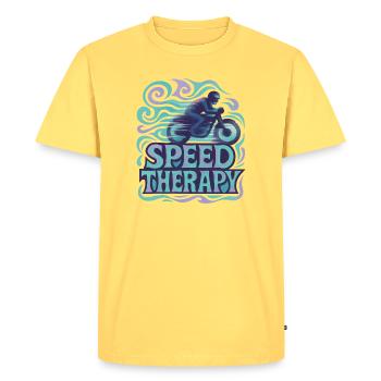 Speed Therapy - Moto - T-shirt Premium bio Homme - jaune pastel - Devant - AI Model Male 185 dark (185cm)