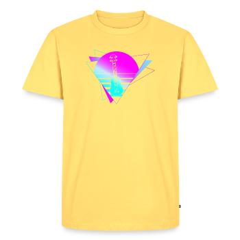 Ukulélé hawaïen ukélé rétro années 80 90 - T-shirt Premium bio Homme - jaune pastel - Devant - AI Model Male 185 dark (185cm)