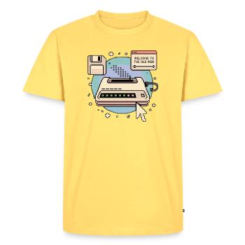Bienvenue sur l’Internet rétro de l’Ancien Web - T-shirt Premium bio Homme - jaune pastel - Devant - AI Model Male 185 dark (185cm)