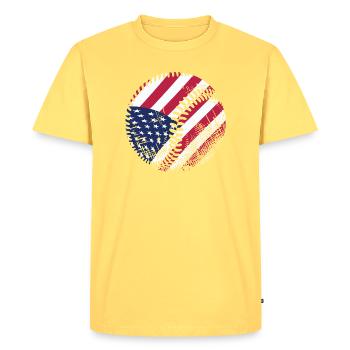 USA Flag Baseball American Patriot Sports - T-shirt Premium bio Homme - jaune pastel - Devant - AI Model Male 185 dark (185cm)