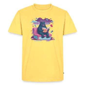 Reading Bear in Candy Dream - Men's Premium Organic T-Shirt - sky yellow - Front - AI Model Male 185 dark (185cm)