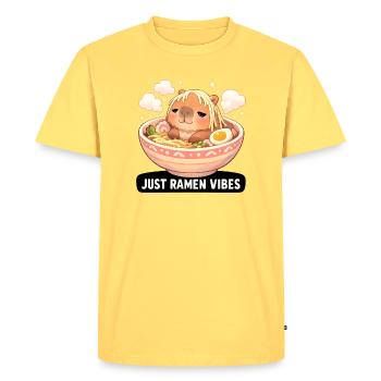 Ambiance capybara avec ramen - T-shirt Premium bio Homme - jaune pastel - Devant - AI Model Male 185 dark (185cm)