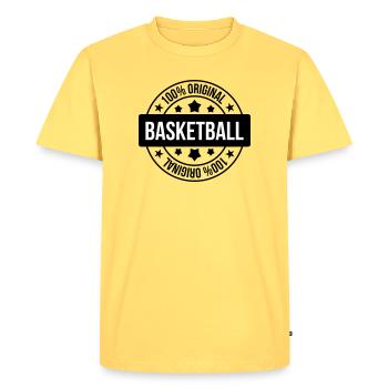 Basketball / Basketball / Basktet-Ball / Sports - Men's Premium Organic T-Shirt - sky yellow - Front - AI Model Male 185 dark (185cm)