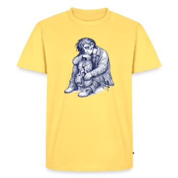 Croquis mélancolique de violon - T-shirt Premium bio Homme - jaune pastel - Devant - AI Model Male 185 dark (185cm)