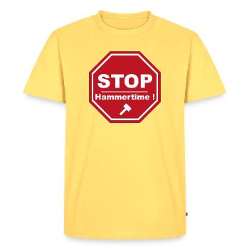 stop hammertime - T-shirt Premium bio Homme - jaune pastel - Devant - AI Model Male 185 dark (185cm)