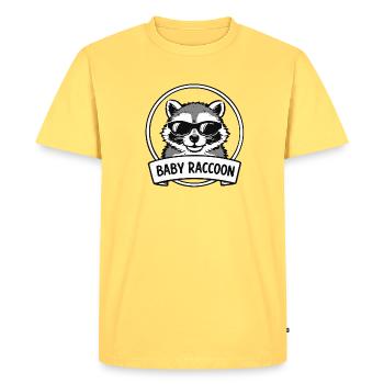Logo des lunettes de soleil bébé raton laveur - T-shirt Premium bio Homme - jaune pastel - Devant - AI Model Male 185 dark (185cm)