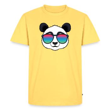 Lunettes de soleil arc-en-ciel Panda - T-shirt Premium bio Homme - jaune pastel - Devant - AI Model Male 185 dark (185cm)