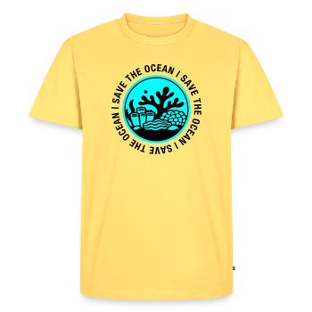 Sauver l’océan - T-shirt Premium bio Homme - jaune pastel - Devant - AI Model Male 185 dark (185cm)