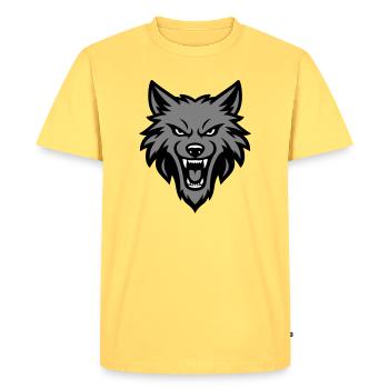 Logo Tête de Loup - T-shirt Premium bio Homme - jaune pastel - Devant - AI Model Male 185 dark (185cm)