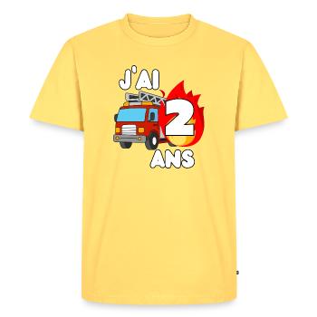 I'm 2 years old fire truck fun - Men's Premium Organic T-Shirt - sky yellow - Front - AI Model Male 185 dark (185cm)
