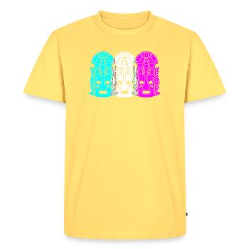 Calendrier maya aztèque Inca - T-shirt Premium bio Homme - jaune pastel - Devant - AI Model Male 185 dark (185cm)