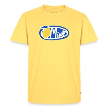 Citron Miam Bleu Logo Oval Rétro - T-shirt Premium bio Homme - jaune pastel - Devant - AI Model Male 185 dark (185cm)