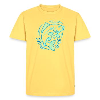 Neon Carp Fish Fishing Outline Vector - Men's Premium Organic T-Shirt - sky yellow - Front - AI Model Male 185 dark (185cm)