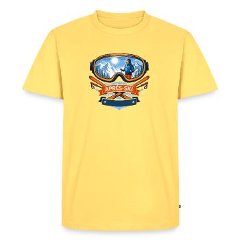 Après Ski Comic Design - Men's Premium Organic T-Shirt - sky yellow - Front - AI Model Male 185 dark (185cm)