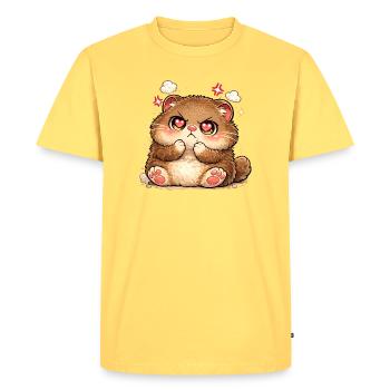 Chaton aux yeux en cœur - T-shirt Premium bio Homme - jaune pastel - Devant - AI Model Male 185 dark (185cm)